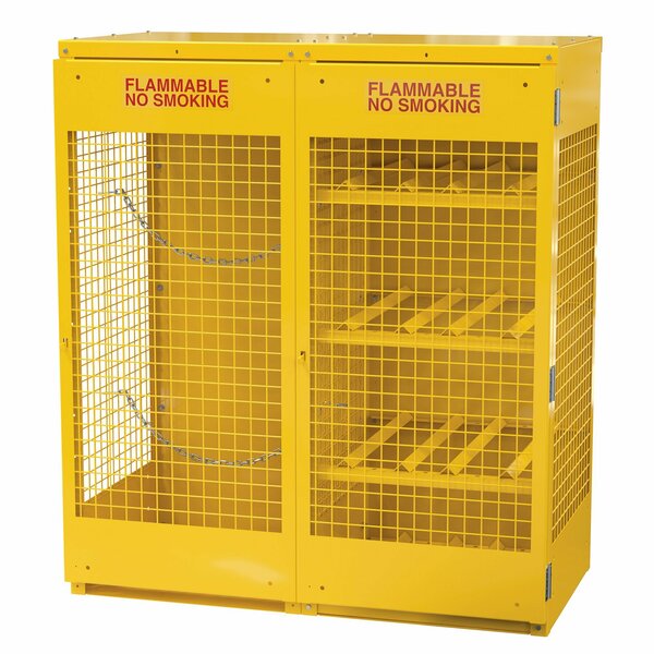 Vestil Yellow Cylinder Cabinet Horizontal & Vertical 8-10 Cylinder Knock Down CYL-H8-V510-KD